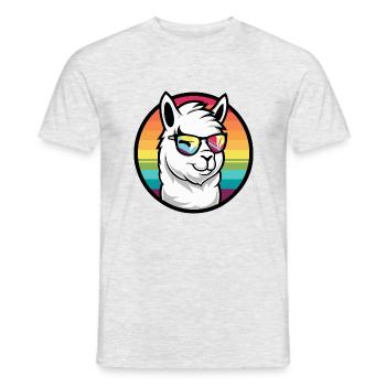 Alpaka Llama Cool Comic - Männer T-Shirt - Grau meliert - Vorne - AI Model Male 178 dark (178cm)