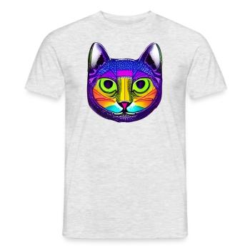 Psychédélique & Trippy Cat - T-shirt homme - gris chiné - Devant - AI Model Male 178 dark (178cm)