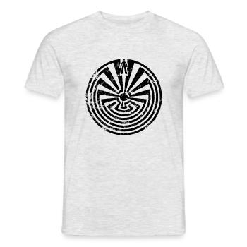 Vintage Man in Maze Indianer Symbol Labyrinth - Männer T-Shirt - Grau meliert - Vorne - AI Model Male 178 dark (178cm)