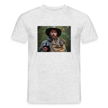 HUNTER RESCUES BROWN HARE BABIES - Men's T-Shirt - heather grey - Front - AI Model Male 178 dark (178cm)