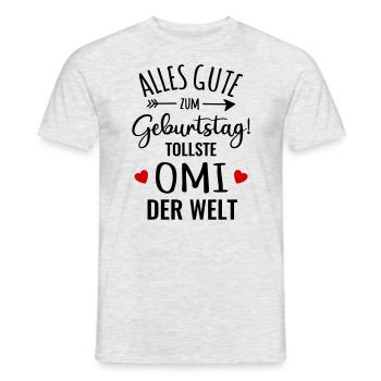 Alles Gute zum Geburtstag beste Oma tollste Omi - Männer T-Shirt - Grau meliert - Vorne - AI Model Male 178 dark (178cm)