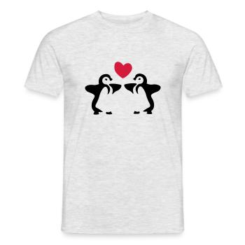 Pinguin Geschwister / Zwillinge / Geschenkidee - Männer T-Shirt - Grau meliert - Vorne - AI Model Male 178 dark (178cm)