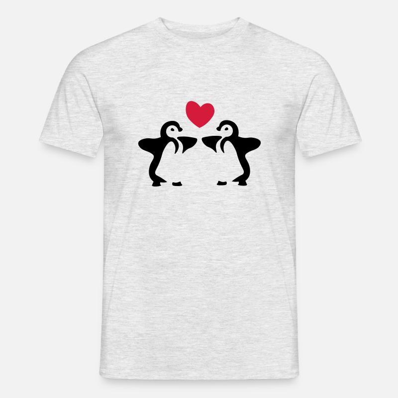 Pinguin Geschwister / Zwillinge / Geschenkidee - Männer T-Shirt - Grau meliert