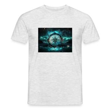Nacht kompass - Männer T-Shirt - Grau meliert - Vorne - AI Model Male 178 dark (178cm)