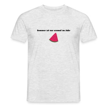 Sommer ist nur einmal im Jahr - Männer T-Shirt - Grau meliert - Vorne - AI Model Male 178 dark (178cm)