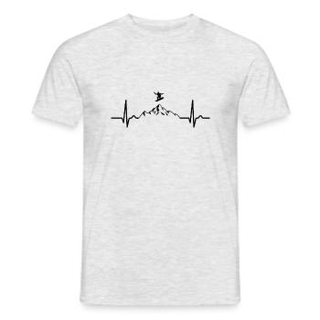 Courbe ECG - Courbe cardiaque - Pouls - Snowboard - Montagne - T-shirt homme - gris chiné - Devant - AI Model Male 178 dark (178cm)