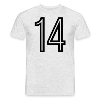 Rückennummer 14 - Männer T-Shirt - Grau meliert - Vorne - AI Model Male 178 dark (178cm)