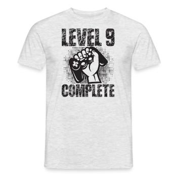 Niveau 9 Cadeau d’anniversaire complet 9 ans Joueur - T-shirt homme - gris chiné - Devant - AI Model Male 178 dark (178cm)