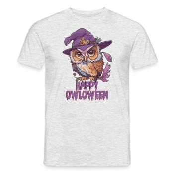 Eule Owl Lustig Happy Owloween Eulenliebhaber - Männer T-Shirt - Grau meliert - Vorne - AI Model Male 178 dark (178cm)