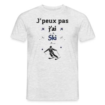 j'peux pas j'ai Ski - T-shirt homme - gris chiné - Devant - AI Model Male 178 dark (178cm)