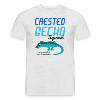 Crested Geckos Squad, dicton ironique, mignon - T-shirt homme - gris chiné - Devant - AI Model Male 178 dark (178cm)