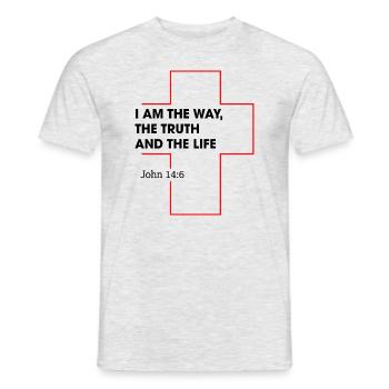 Jesus Christus Christentum Bibelzitat Glaube - Männer T-Shirt - Grau meliert - Vorne - AI Model Male 178 dark (178cm)