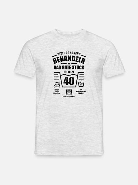 Schonend behandeln - 40. Geburtstag Geschenk - Männer T-Shirt - Grau meliert