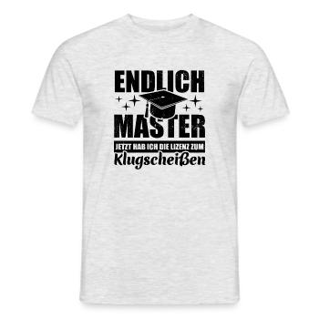 Endlich Master - mit der Lizenz zum Klugscheißen - Männer T-Shirt - Grau meliert - Vorne - AI Model Male 178 dark (178cm)