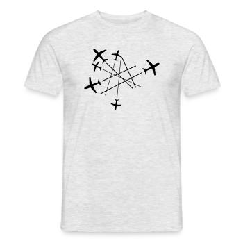 chemtrails nombreuses lignes top down avion voler - T-shirt homme - gris chiné - Devant - AI Model Male 178 dark (178cm)