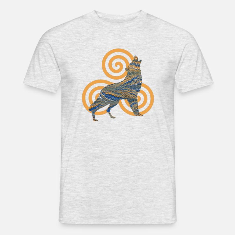 wolf e 50 mit triskele - Männer T-Shirt - Grau meliert