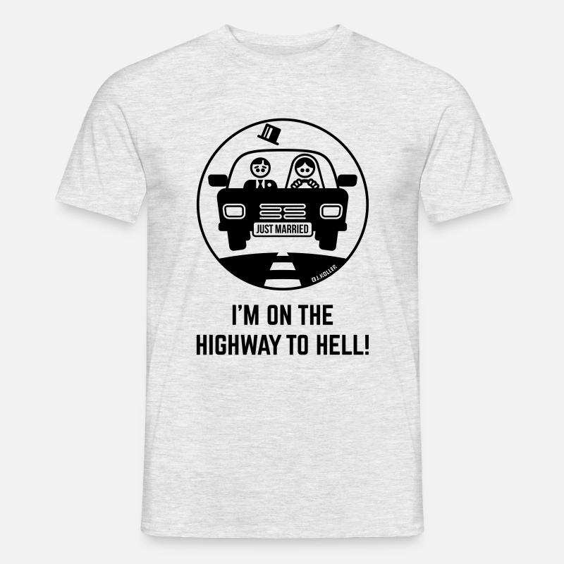 Just Married – I'm On The Highway To Hell! (1C) - Männer T-Shirt - Grau meliert