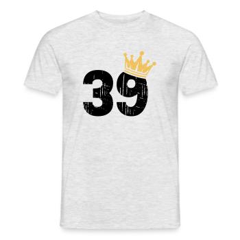 39 Krone 39. Geburtstag 39 Jahre - Männer T-Shirt - Grau meliert - Vorne - AI Model Male 178 dark (178cm)