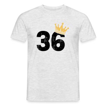 36 Krone 36. Geburtstag 36 Jahre - Männer T-Shirt - Grau meliert - Vorne - AI Model Male 178 dark (178cm)