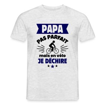 Papa pas parfait, mais en vélo je déchire - T-shirt homme - gris chiné - Devant - AI Model Male 178 dark (178cm)