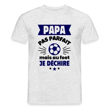 Papa pas parfait, mais au foot je déchire - T-shirt homme - gris chiné - Devant - AI Model Male 178 dark (178cm)