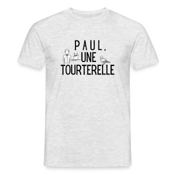 PAUL une tourterelle - T-shirt homme - gris chiné - Devant - AI Model Male 178 dark (178cm)