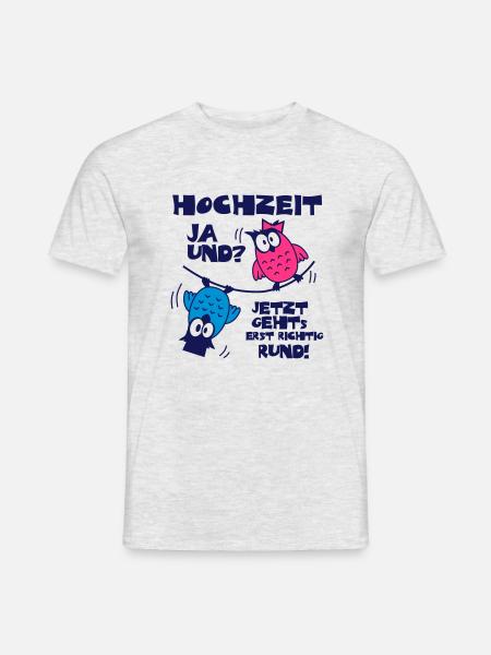 Eulen Hochzeit - ja und? - Männer T-Shirt - Grau meliert