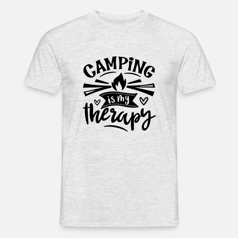 Camping is my therapy 01 - Männer T-Shirt - Grau meliert