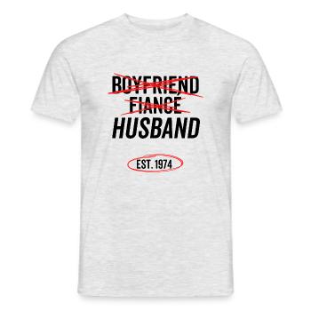 Boyfriend Fiancé Husband Est 1974 - Men's T-Shirt - heather grey - Front - AI Model Male 178 dark (178cm)