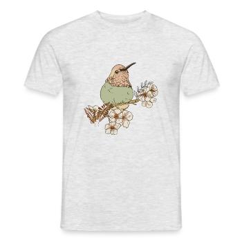 Vogel auf Ast sitzend / Baum, Natur - Männer T-Shirt - Grau meliert - Vorne - AI Model Male 178 dark (178cm)