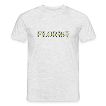 Lettrage fleuriste Tshirt cadeau fleuriste - T-shirt homme - gris chiné - Devant - AI Model Male 178 dark (178cm)