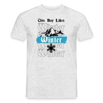 Garçon aime l'hiver, flocon de neige, journées - T-shirt homme - gris chiné - Devant - AI Model Male 178 dark (178cm)