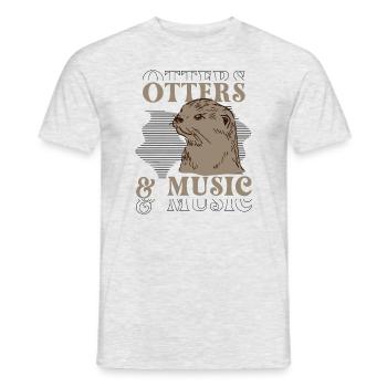 Notes de musique de Sea Otter, musicien, Forest - T-shirt homme - gris chiné - Devant - AI Model Male 178 dark (178cm)