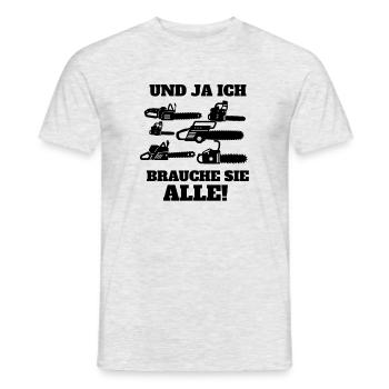Lustiges Kettensägen Geschenk - Männer T-Shirt - Grau meliert - Vorne - AI Model Male 178 dark (178cm)