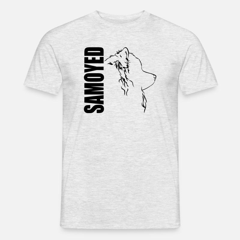 SAMOYED Profil Hunde Hund Wilsigns - Männer T-Shirt - Grau meliert