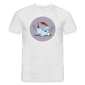 Caricature Reading the newspaper - Men's T-Shirt - heather grey - Front - AI Model Male 178 dark (178cm)