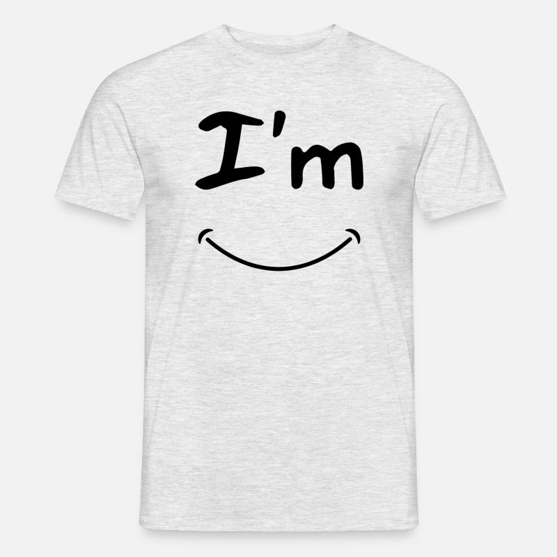 Ich bin glücklich | Ich bin glücklich - Männer T-Shirt - Grau meliert