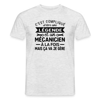 Complique d'être une légende et un mécanicien - T-shirt homme - gris chiné - Devant - AI Model Male 178 dark (178cm)