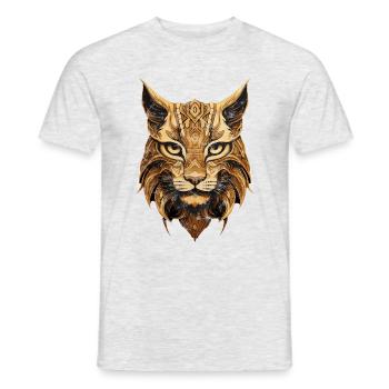 Lynx Tête Animaux Bois Motif Nature Chat Sauvage - T-shirt homme - gris chiné - Devant - AI Model Male 178 dark (178cm)