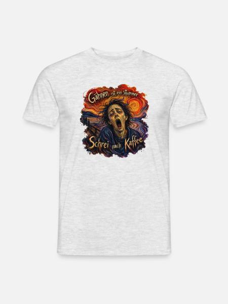 Gähnen nach Kaffee - Männer T-Shirt - Grau meliert