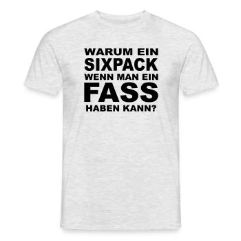 Warum ein Sixpack, wenn man ein Fass haben kann? - Männer T-Shirt - Grau meliert - Vorne - AI Model Male 178 dark (178cm)