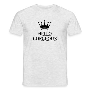 Hello Gorgeous Queen - T-shirt homme - gris chiné - Devant - AI Model Male 178 dark (178cm)