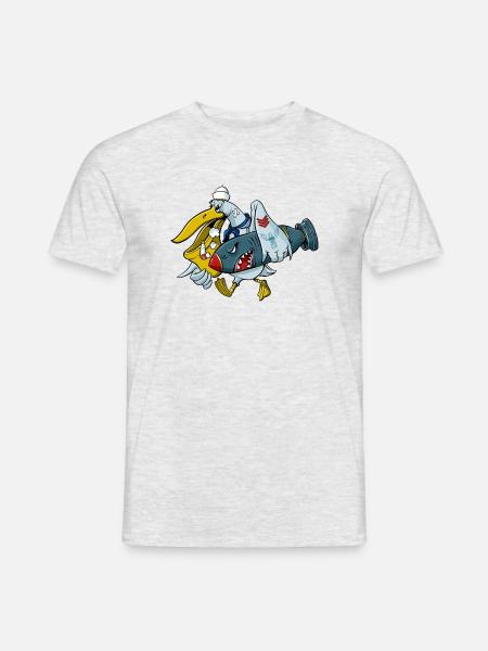 Navy Matrosen Pelikan - Männer T-Shirt - Grau meliert