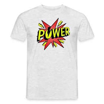 Power - Comic - Männer T-Shirt - Grau meliert - Vorne - AI Model Male 178 dark (178cm)