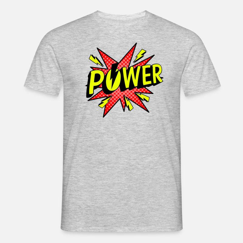 Power - Comic - Männer T-Shirt - Grau meliert