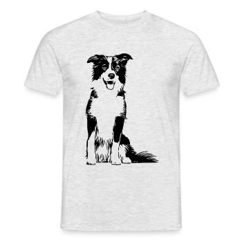Border Collie / Dog Design Gift Idea - Men's T-Shirt - heather grey - Front - AI Model Male 178 dark (178cm)
