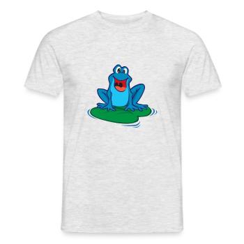 Frosch Lustig Fröhlich niedlich Blau Fun Geschenk - Männer T-Shirt - Grau meliert - Vorne - AI Model Male 178 dark (178cm)
