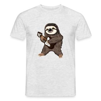 Faultier Sloth Musik Gitarre Rock Musiker Geschenk - Männer T-Shirt - Grau meliert - Vorne - AI Model Male 178 dark (178cm)