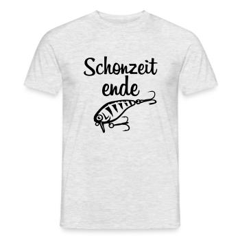 schonzeit_ende_mit_wobbler - Männer T-Shirt - Grau meliert - Vorne - AI Model Male 178 dark (178cm)