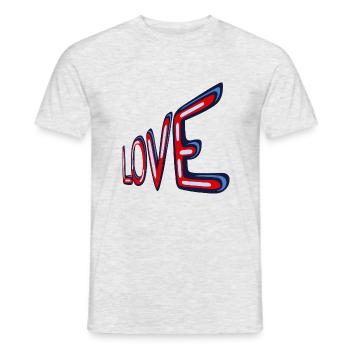 Love Aufschrift mit größer werdenden Buchstaben - Männer T-Shirt - Grau meliert - Vorne - AI Model Male 178 dark (178cm)